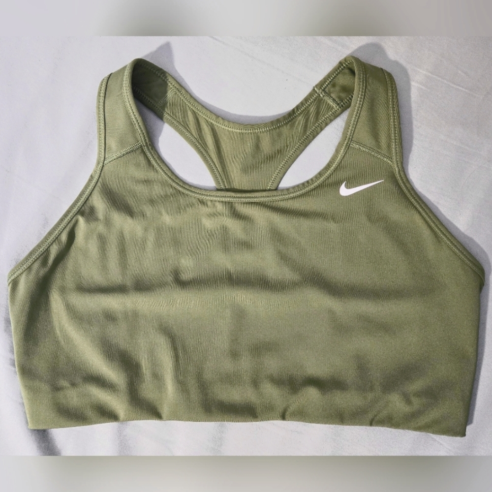 Nike Women's Medium Support Sports Bra Olive Green Size XL EUC